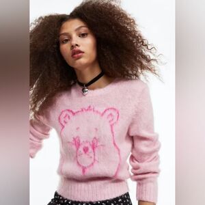🔸️NWT H&M Divided Pink Care Bear Lightweight Soft Long Sleeve Sweater Medium